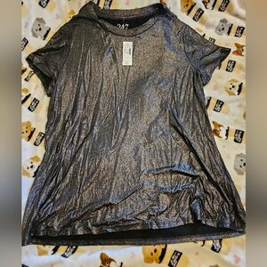 Maurices Metallic Silver Short Sleeve Top